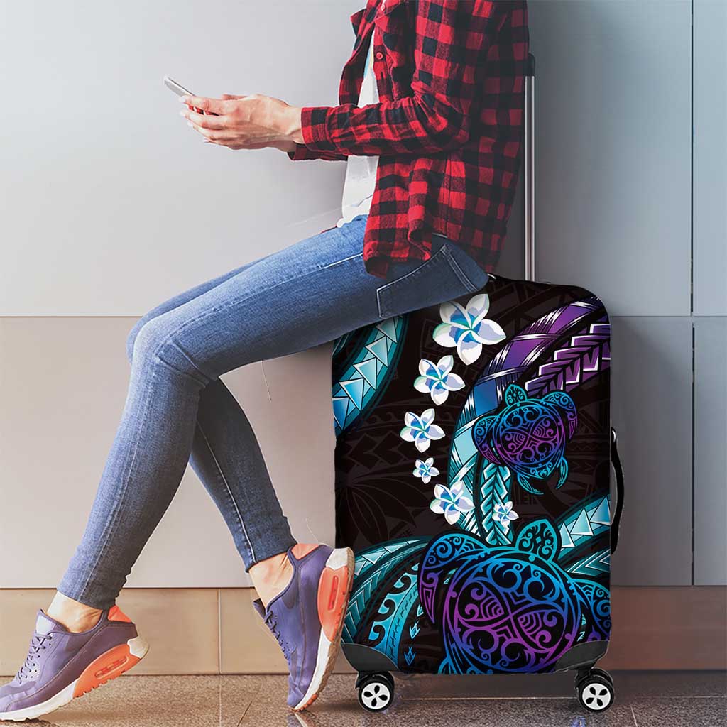 Hawaii Turtles Plumeria Luggage Cover Amethyst Gradient Polynesian Pattern LT01 - Polynesian Pride