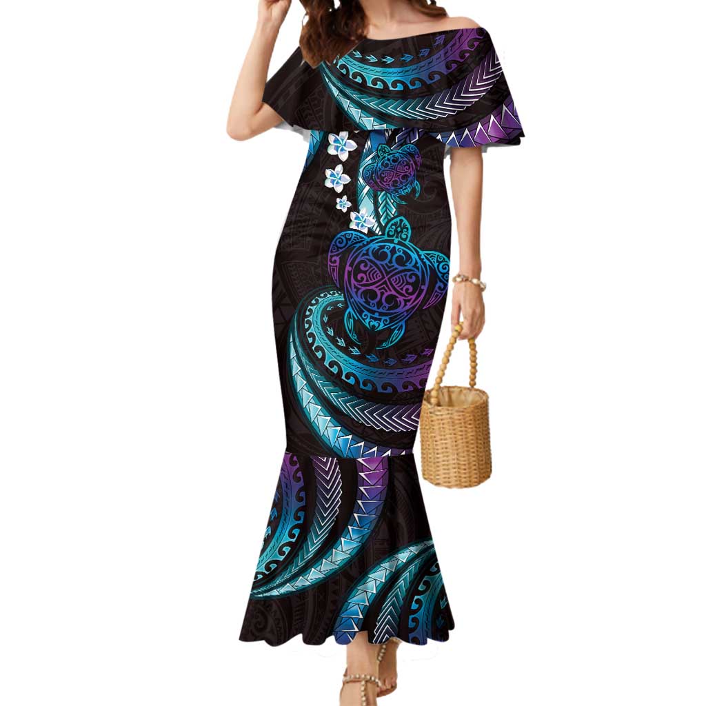 Hawaii Turtles Plumeria Mermaid Dress Amethyst Gradient Polynesian Pattern LT01 Women Purple - Polynesian Pride