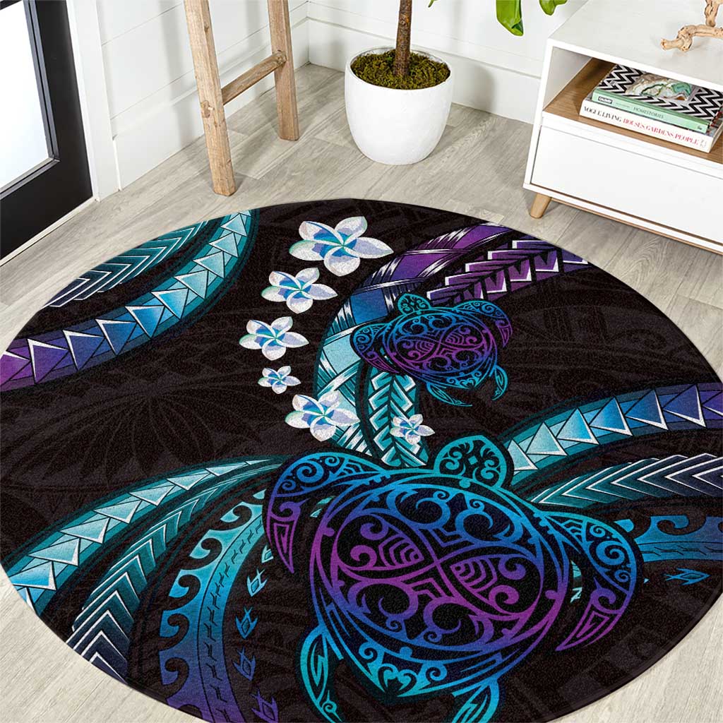 Hawaii Turtles Plumeria Round Carpet Amethyst Gradient Polynesian Pattern LT01 Purple - Polynesian Pride