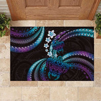 Hawaii Turtles Plumeria Rubber Doormat Amethyst Gradient Polynesian Pattern LT01 Purple - Polynesian Pride