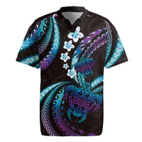 Hawaii Turtles Plumeria Rugby Jersey Amethyst Gradient Polynesian Pattern LT01 Purple - Polynesian Pride