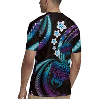 Hawaii Turtles Plumeria Rugby Jersey Amethyst Gradient Polynesian Pattern LT01 - Polynesian Pride