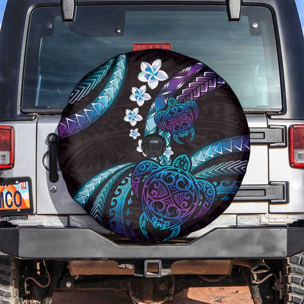 Hawaii Turtles Plumeria Spare Tire Cover Amethyst Gradient Polynesian Pattern LT01 Purple - Polynesian Pride