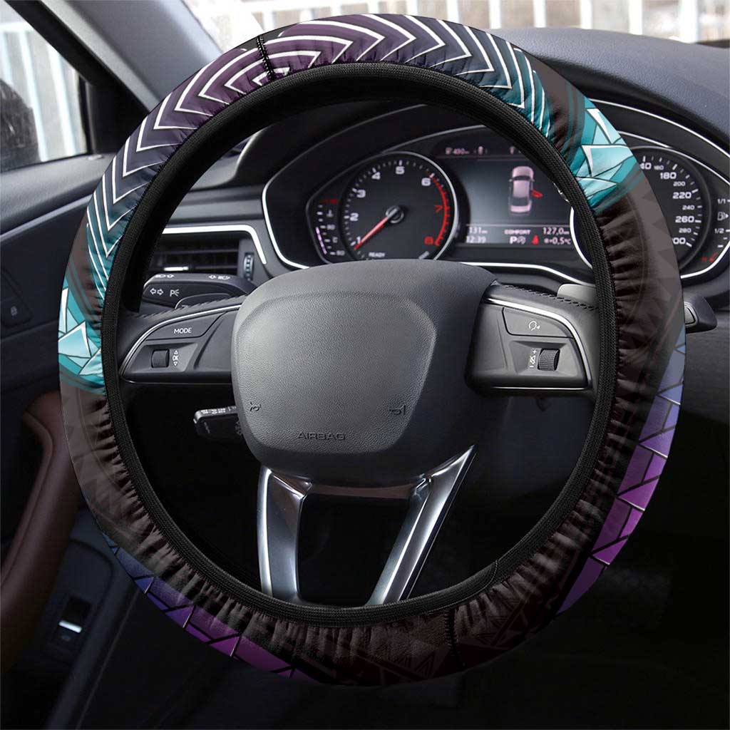 Hawaii Turtles Plumeria Steering Wheel Cover Amethyst Gradient Polynesian Pattern LT01 - Polynesian Pride