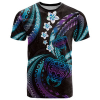 Hawaii Turtles Plumeria T Shirt Amethyst Gradient Polynesian Pattern LT01 Purple - Polynesian Pride