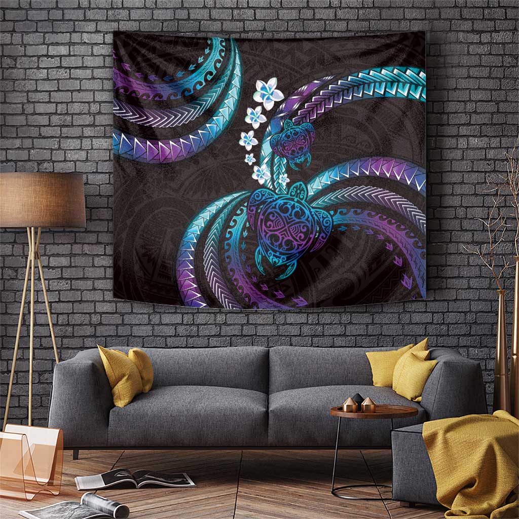Hawaii Turtles Plumeria Tapestry Amethyst Gradient Polynesian Pattern LT01 Purple - Polynesian Pride