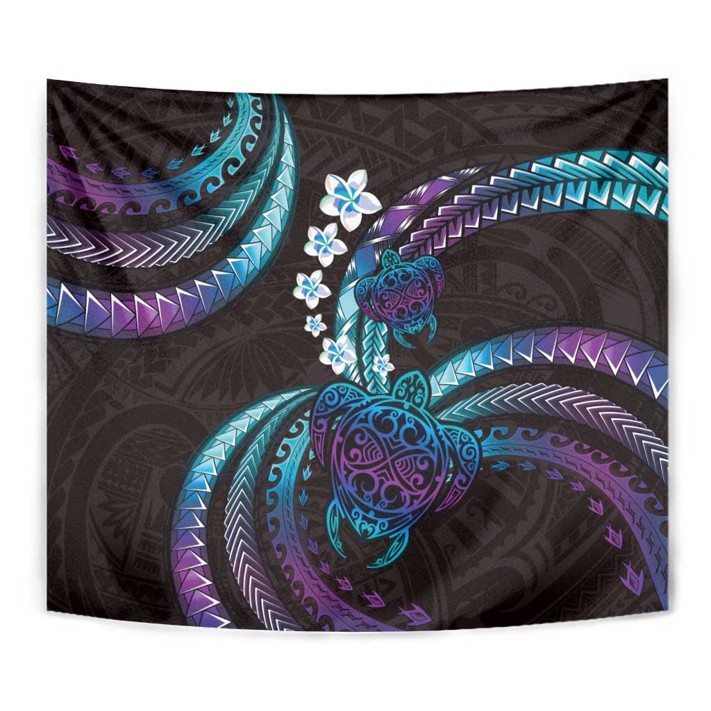 Hawaii Turtles Plumeria Tapestry Amethyst Gradient Polynesian Pattern LT01 - Polynesian Pride