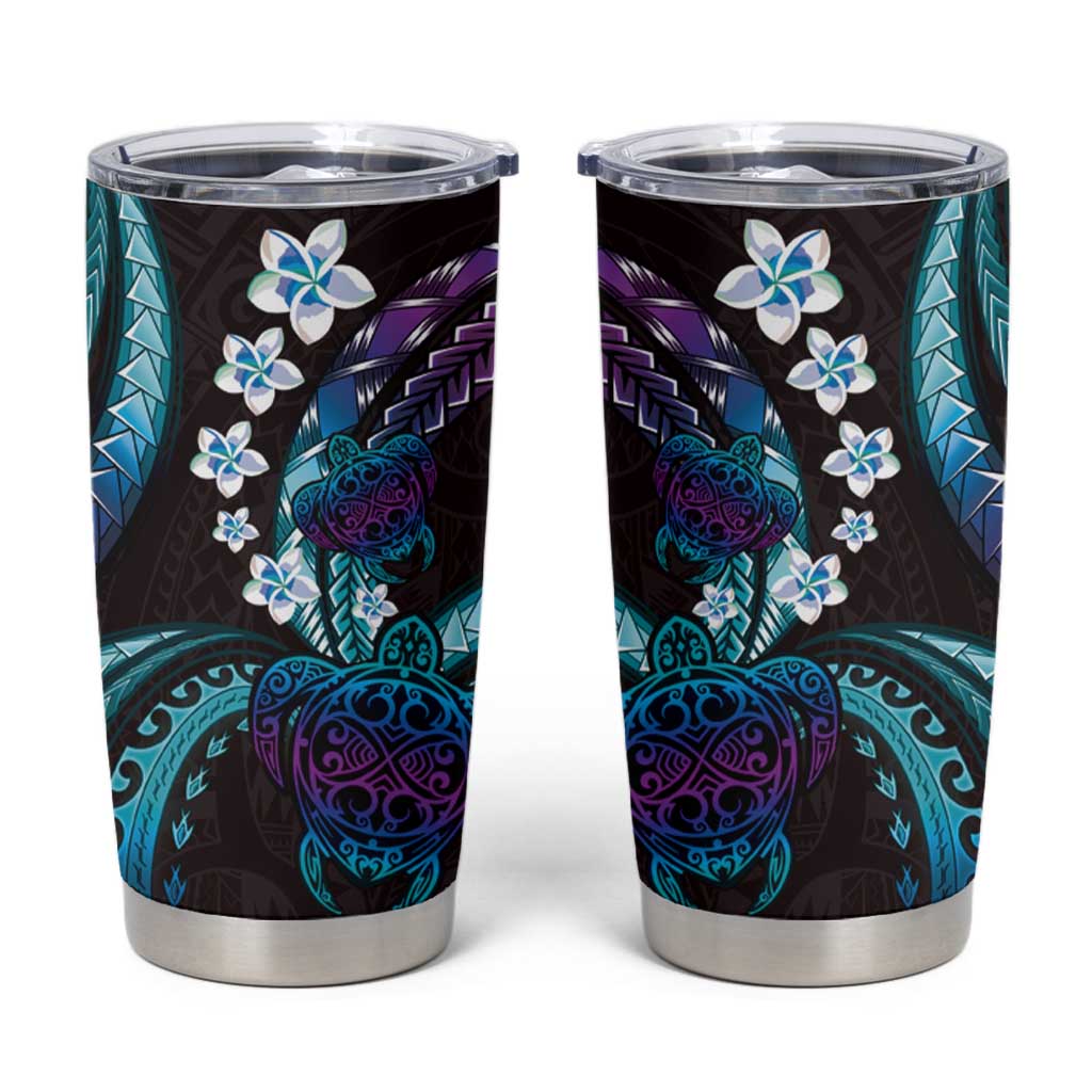 Hawaii Turtles Plumeria Tumbler Cup Amethyst Gradient Polynesian Pattern LT01 Purple - Polynesian Pride