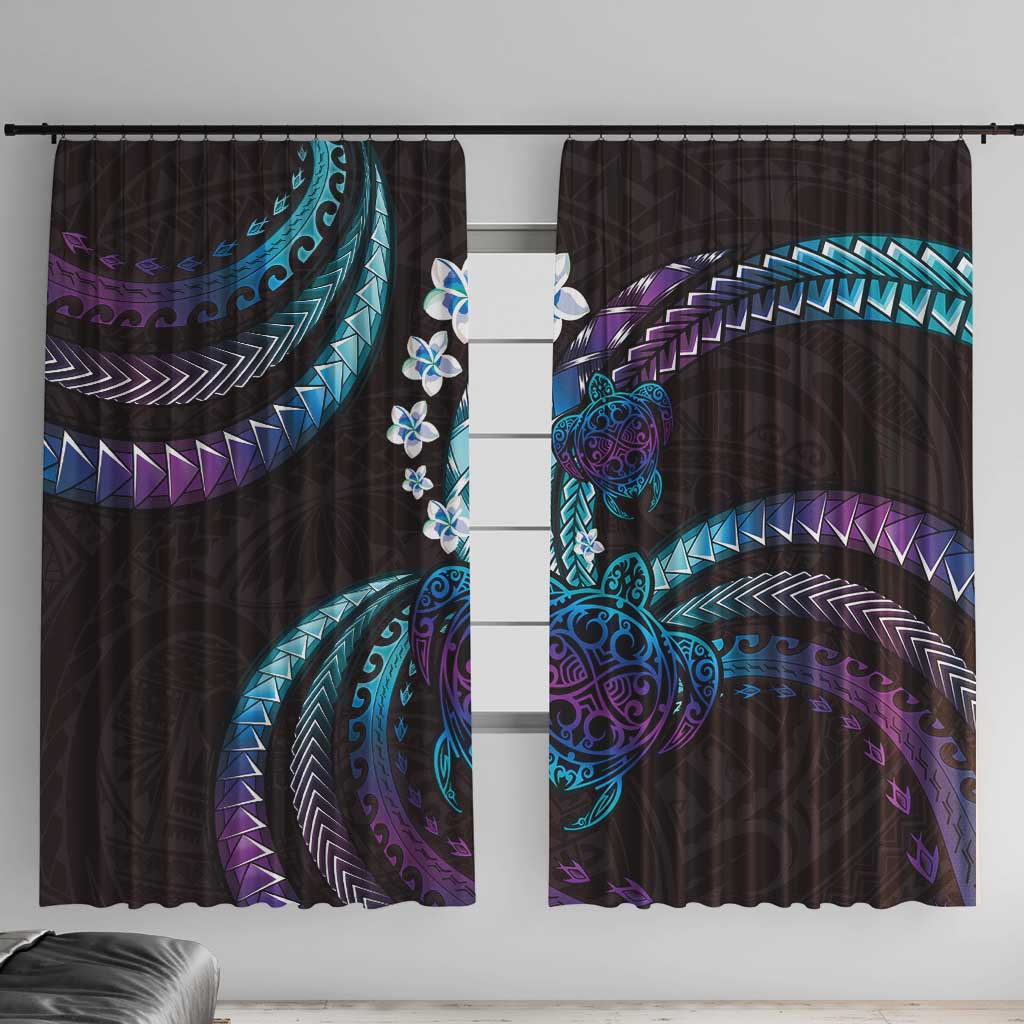 Hawaii Turtles Plumeria Window Curtain Amethyst Gradient Polynesian Pattern LT01 With Hooks Purple - Polynesian Pride