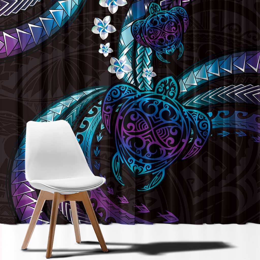 Hawaii Turtles Plumeria Window Curtain Amethyst Gradient Polynesian Pattern LT01 - Polynesian Pride