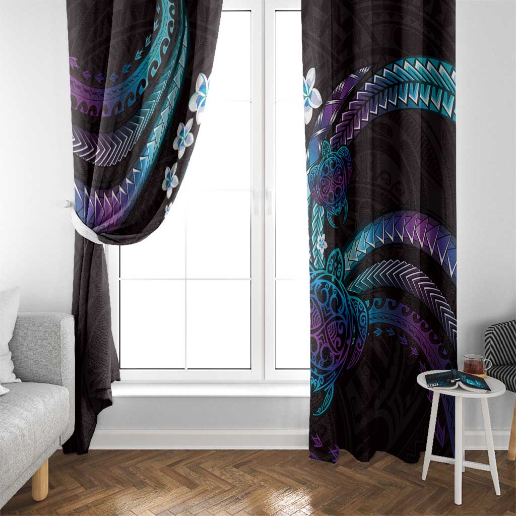 Hawaii Turtles Plumeria Window Curtain Amethyst Gradient Polynesian Pattern LT01 - Polynesian Pride
