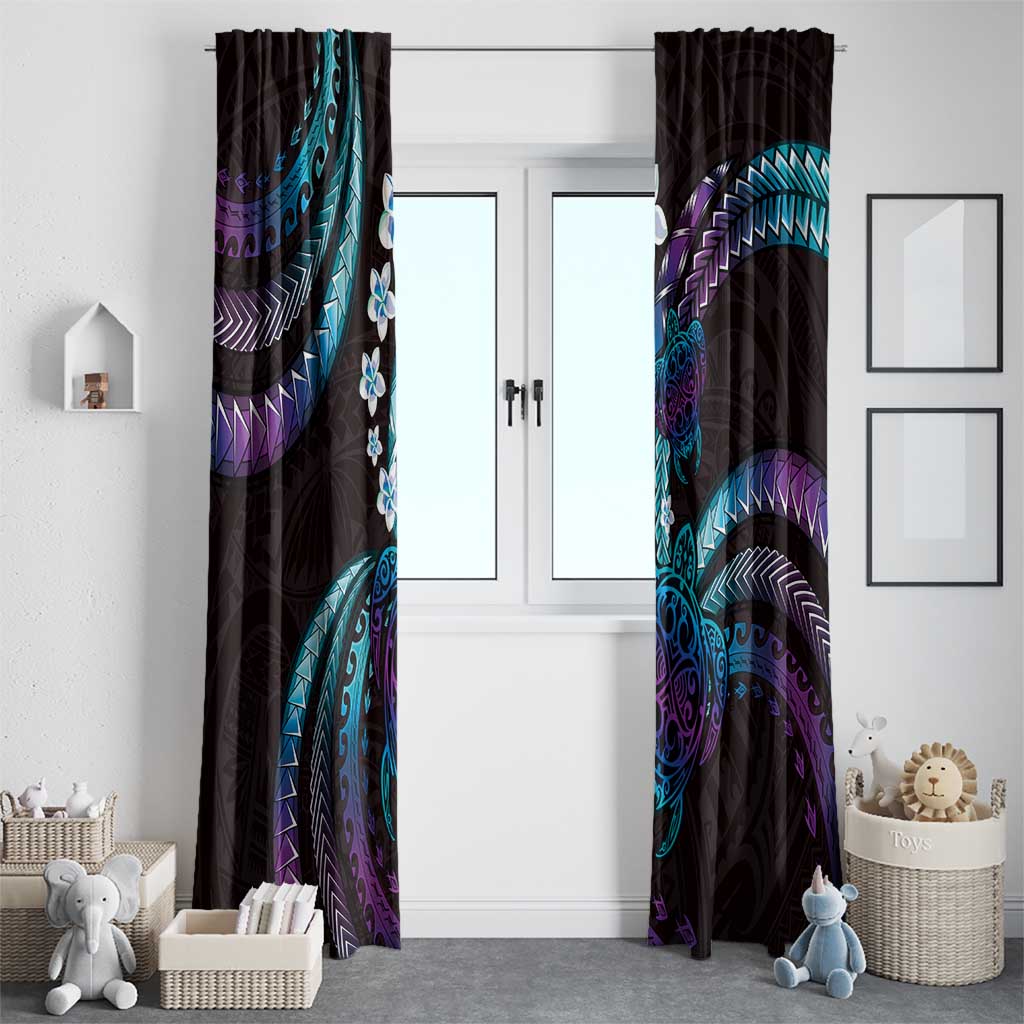 Hawaii Turtles Plumeria Window Curtain Amethyst Gradient Polynesian Pattern LT01 - Polynesian Pride