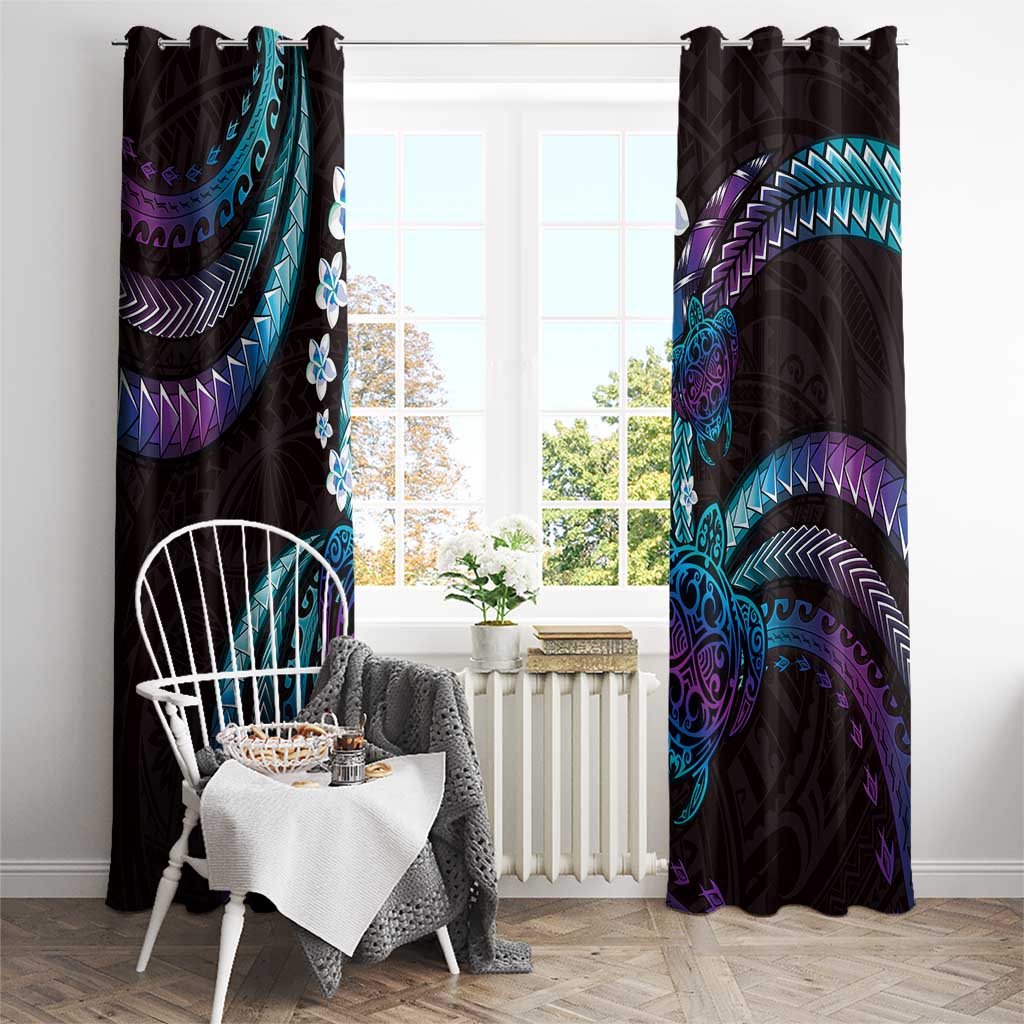 Hawaii Turtles Plumeria Window Curtain Amethyst Gradient Polynesian Pattern LT01 - Polynesian Pride