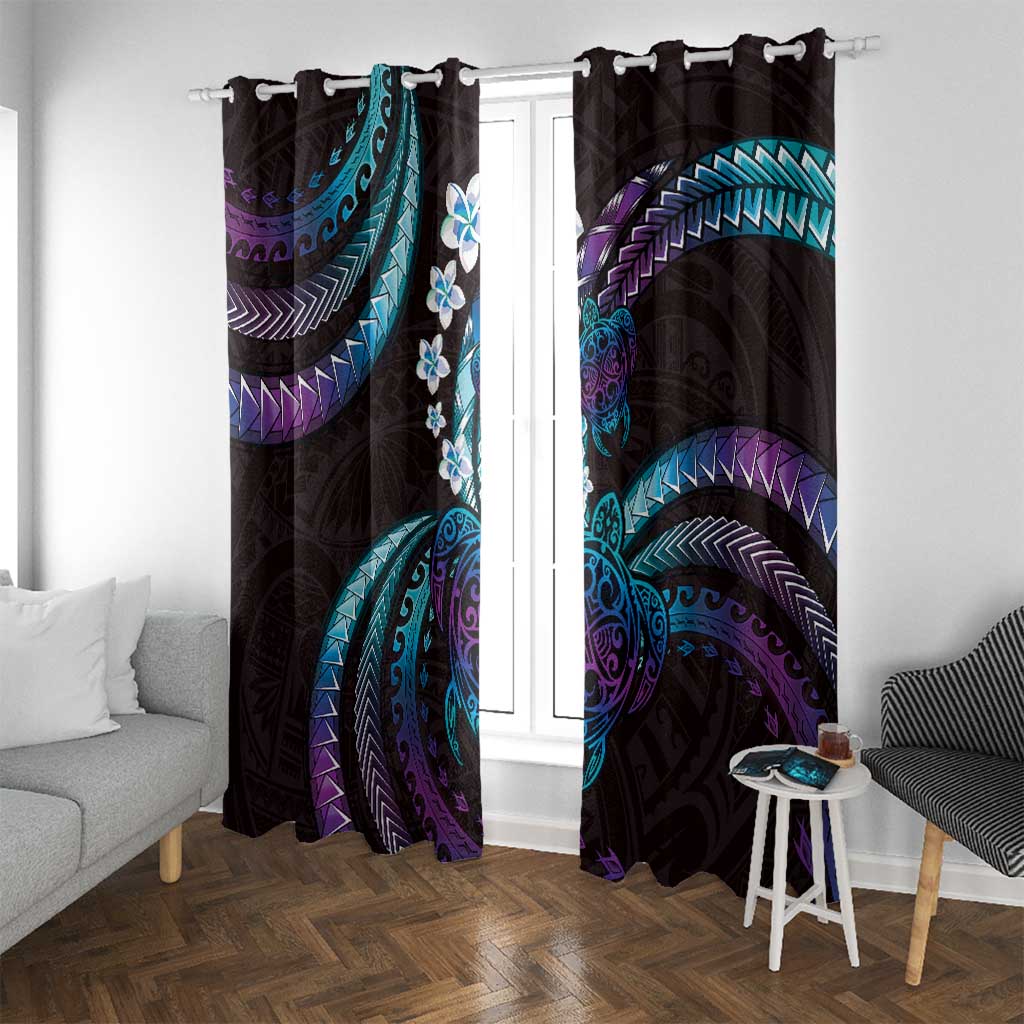 Hawaii Turtles Plumeria Window Curtain Amethyst Gradient Polynesian Pattern LT01 With Grommets Purple - Polynesian Pride