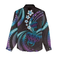 Hawaii Turtles Plumeria Women Casual Shirt Amethyst Gradient Polynesian Pattern LT01 - Polynesian Pride