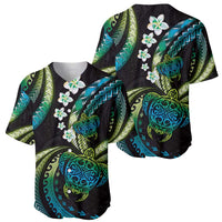 Hawaii Turtles Plumeria Baseball Jersey Chartreuse Cyan Polynesian Pattern LT01 - Polynesian Pride