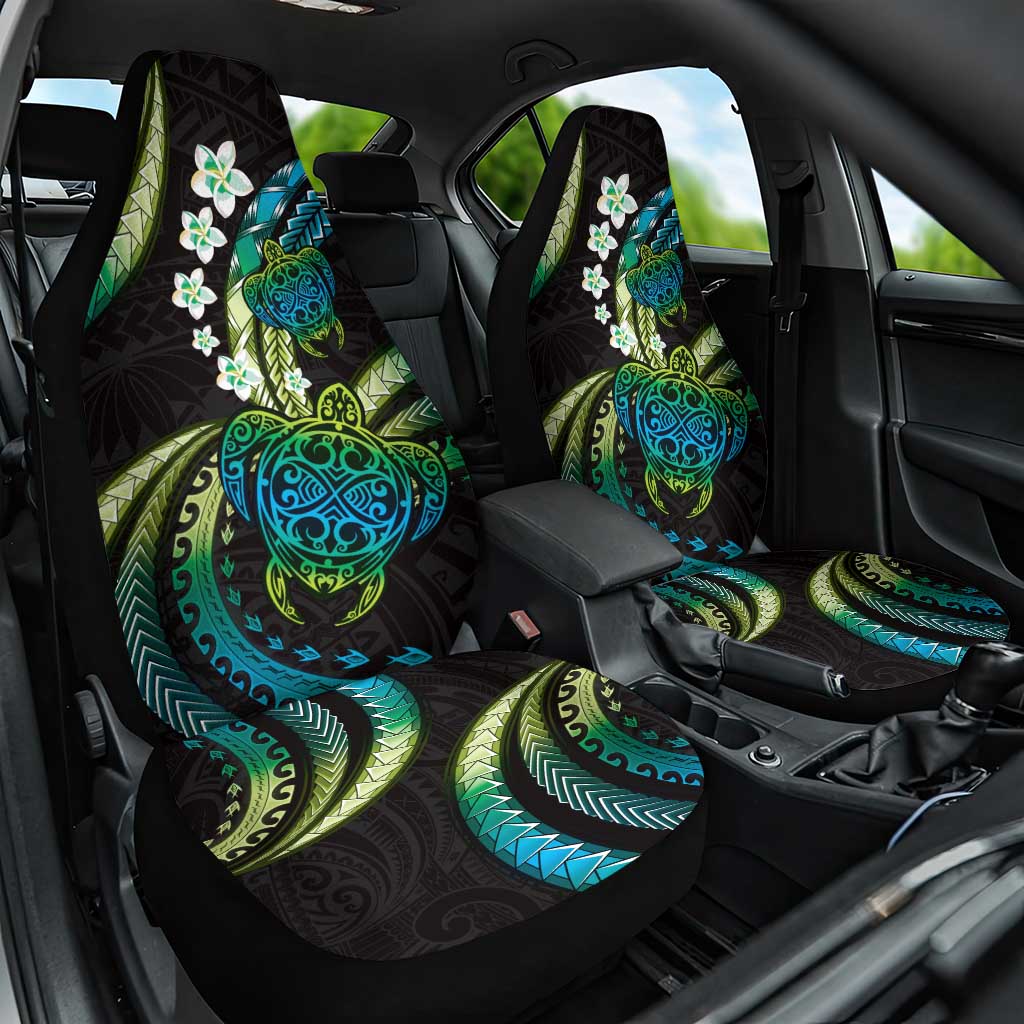 Hawaii Turtles Plumeria Car Seat Cover Chartreuse Cyan Polynesian Pattern LT01 One Size Cyan - Polynesian Pride