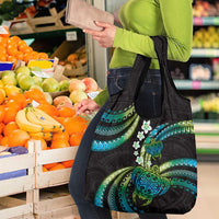 Hawaii Turtles Plumeria Grocery Bag Chartreuse Cyan Polynesian Pattern LT01 - Polynesian Pride