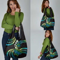Hawaii Turtles Plumeria Grocery Bag Chartreuse Cyan Polynesian Pattern LT01 - Polynesian Pride