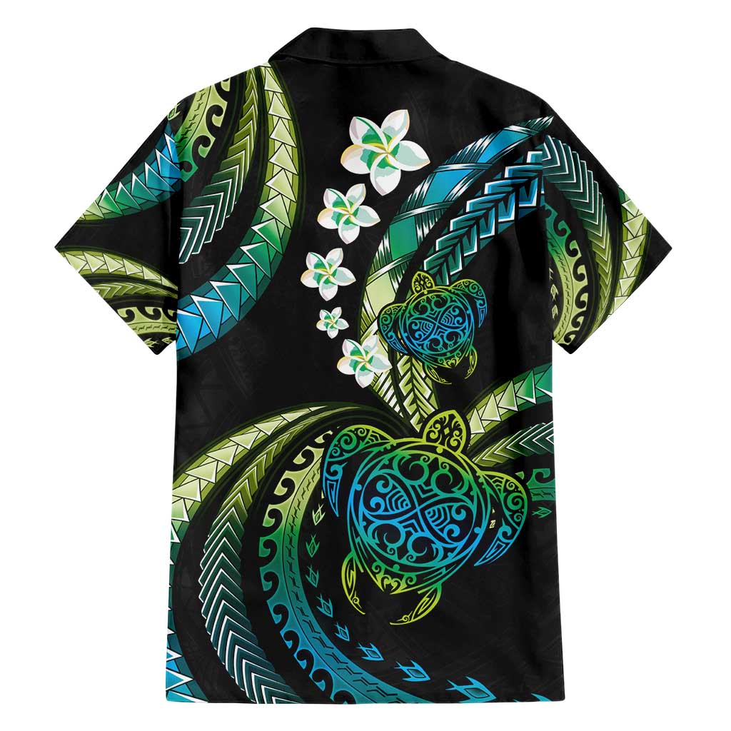 Hawaii Turtles Plumeria Hawaiian Shirt Chartreuse Cyan Polynesian Pattern LT01 - Polynesian Pride