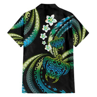 Hawaii Turtles Plumeria Hawaiian Shirt Chartreuse Cyan Polynesian Pattern LT01 - Polynesian Pride