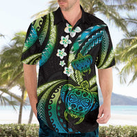 Hawaii Turtles Plumeria Hawaiian Shirt Chartreuse Cyan Polynesian Pattern LT01 - Polynesian Pride