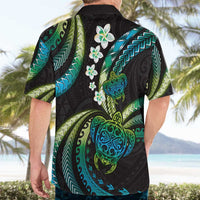 Hawaii Turtles Plumeria Hawaiian Shirt Chartreuse Cyan Polynesian Pattern LT01 - Polynesian Pride