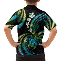 Hawaii Turtles Plumeria Hawaiian Shirt Chartreuse Cyan Polynesian Pattern LT01 - Polynesian Pride