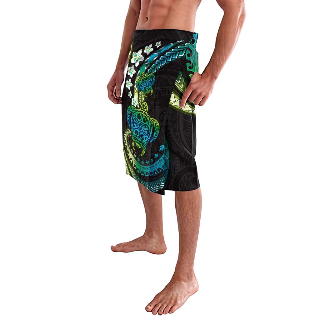 Hawaii Turtles Plumeria Lavalava Chartreuse Cyan Polynesian Pattern LT01 - Polynesian Pride