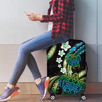 Hawaii Turtles Plumeria Luggage Cover Chartreuse Cyan Polynesian Pattern LT01 - Polynesian Pride