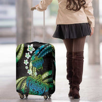 Hawaii Turtles Plumeria Luggage Cover Chartreuse Cyan Polynesian Pattern LT01 - Polynesian Pride