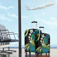 Hawaii Turtles Plumeria Luggage Cover Chartreuse Cyan Polynesian Pattern LT01 - Polynesian Pride
