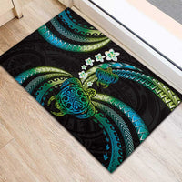 Hawaii Turtles Plumeria Rubber Doormat Chartreuse Cyan Polynesian Pattern LT01 - Polynesian Pride