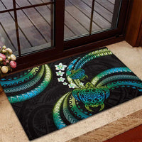 Hawaii Turtles Plumeria Rubber Doormat Chartreuse Cyan Polynesian Pattern LT01 - Polynesian Pride