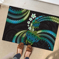 Hawaii Turtles Plumeria Rubber Doormat Chartreuse Cyan Polynesian Pattern LT01 - Polynesian Pride