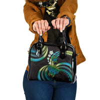 Hawaii Turtles Plumeria Shoulder Handbag Chartreuse Cyan Polynesian Pattern LT01 One Size Cyan - Polynesian Pride