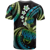 Hawaii Turtles Plumeria T Shirt Chartreuse Cyan Polynesian Pattern LT01 - Polynesian Pride