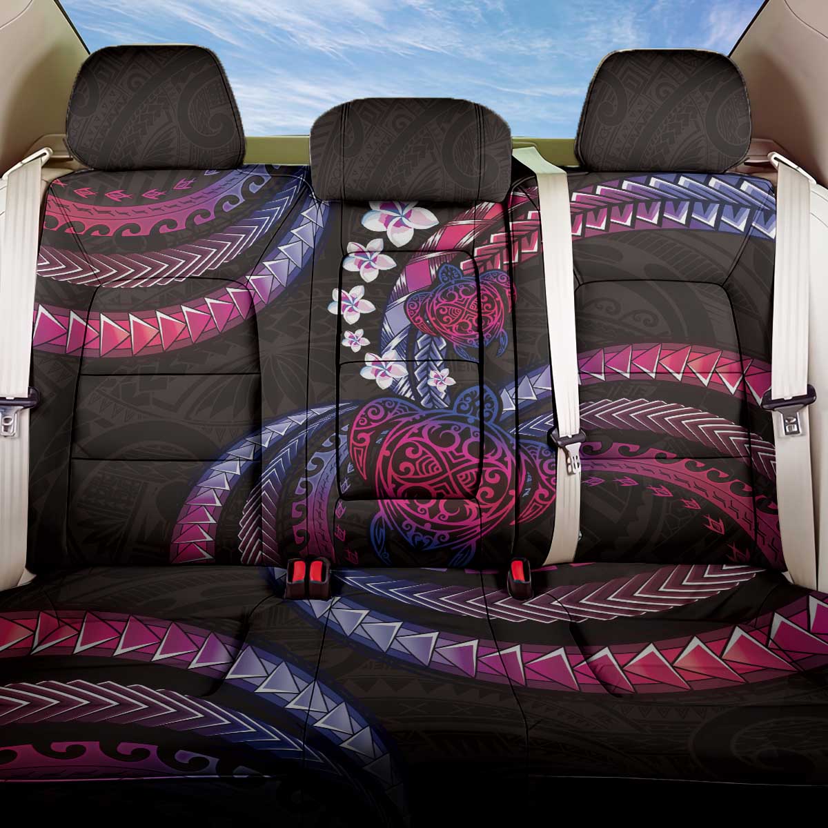 Hawaii Turtles Plumeria Back Car Seat Cover Sweet Gradient Polynesian Pattern LT01 One Size Pink - Polynesian Pride