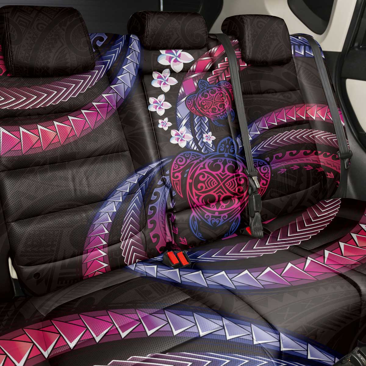 Hawaii Turtles Plumeria Back Car Seat Cover Sweet Gradient Polynesian Pattern LT01 - Polynesian Pride