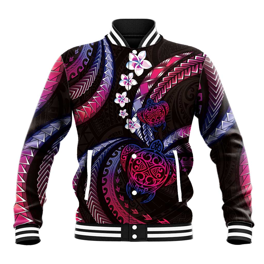 Hawaii Turtles Plumeria Baseball Jacket Sweet Gradient Polynesian Pattern LT01 Unisex Pink - Polynesian Pride