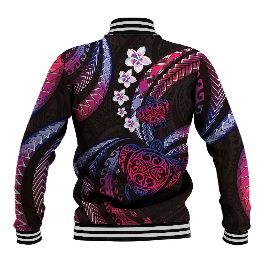 Hawaii Turtles Plumeria Baseball Jacket Sweet Gradient Polynesian Pattern LT01 - Polynesian Pride
