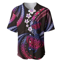 Hawaii Turtles Plumeria Baseball Jersey Sweet Gradient Polynesian Pattern LT01 Pink - Polynesian Pride