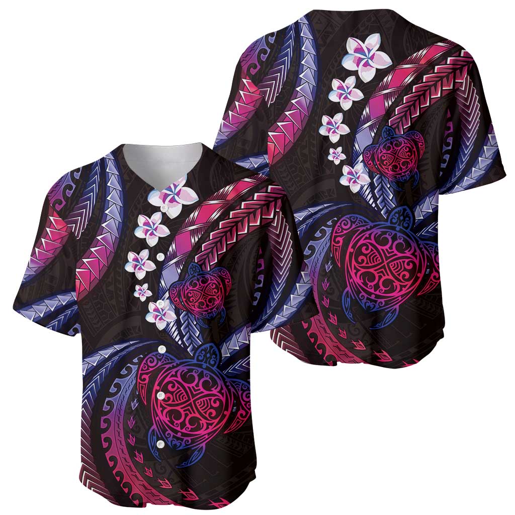 Hawaii Turtles Plumeria Baseball Jersey Sweet Gradient Polynesian Pattern LT01 - Polynesian Pride