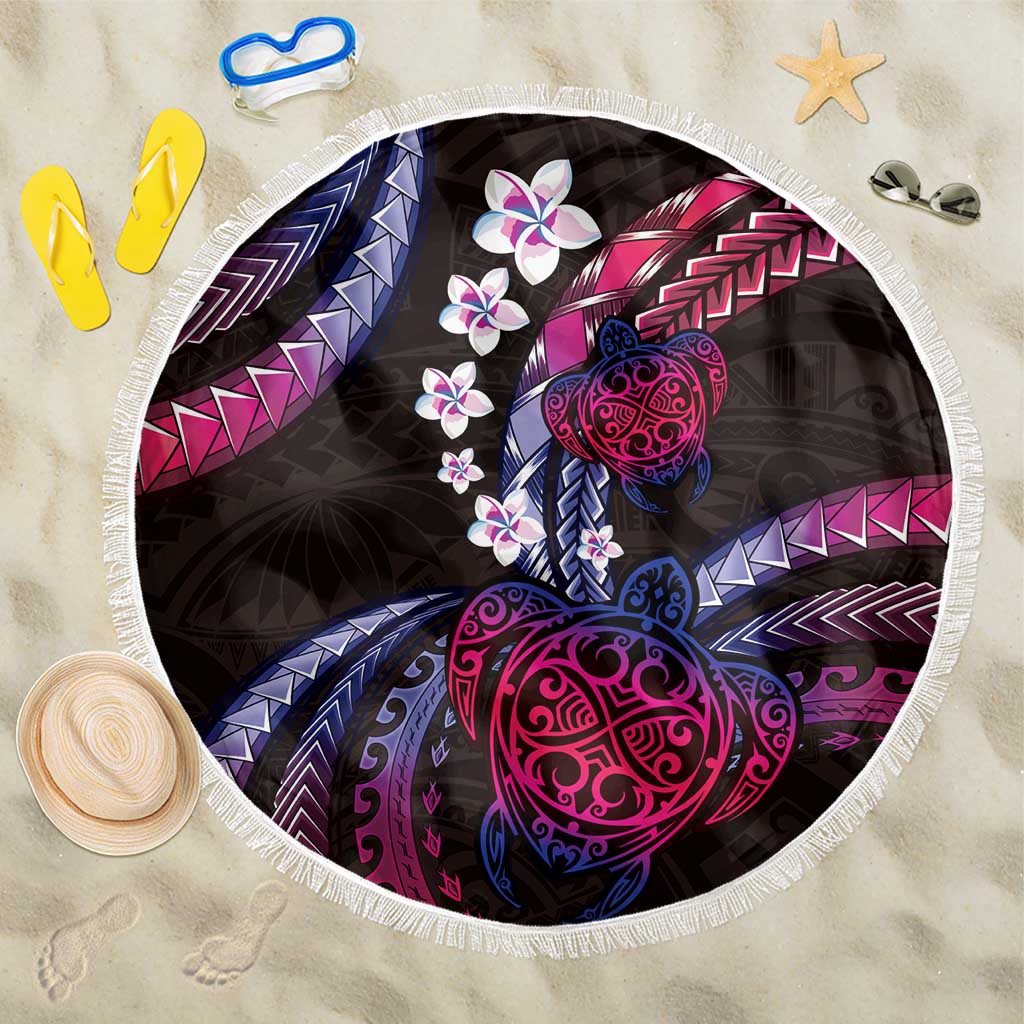 Hawaii Turtles Plumeria Beach Blanket Sweet Gradient Polynesian Pattern LT01 One Size 150cm Pink - Polynesian Pride