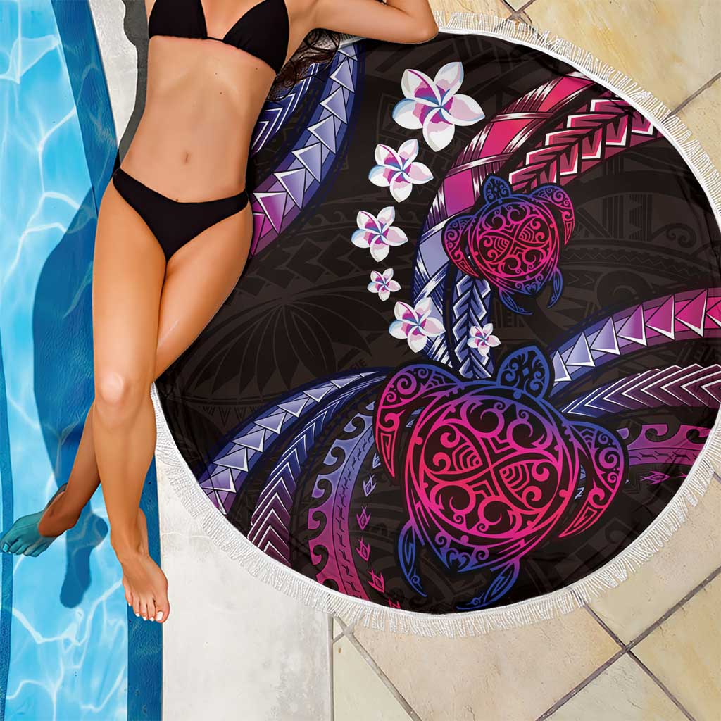 Hawaii Turtles Plumeria Beach Blanket Sweet Gradient Polynesian Pattern LT01 - Polynesian Pride