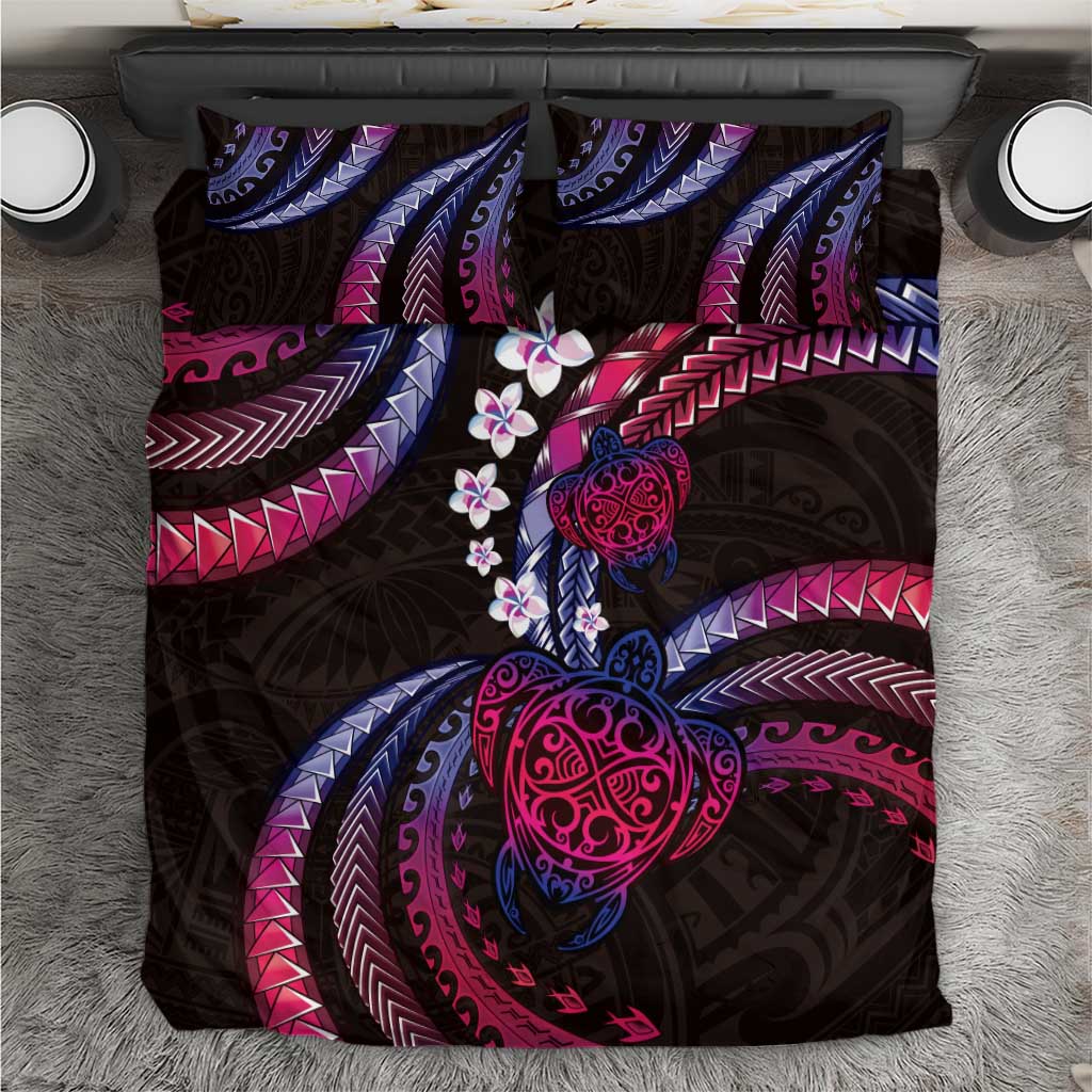 Hawaii Turtles Plumeria Bedding Set Sweet Gradient Polynesian Pattern LT01 Pink - Polynesian Pride