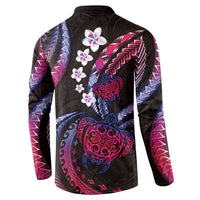 Hawaii Turtles Plumeria Button Sweatshirt Sweet Gradient Polynesian Pattern LT01 - Polynesian Pride