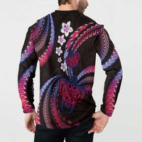 Hawaii Turtles Plumeria Button Sweatshirt Sweet Gradient Polynesian Pattern LT01 - Polynesian Pride