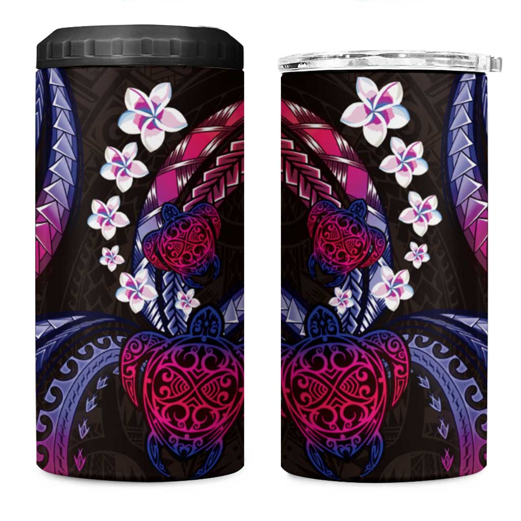 Hawaii Turtles Plumeria 4 in 1 Can Cooler Tumbler Sweet Gradient Polynesian Pattern LT01 One Size: 16 oz Pink - Polynesian Pride