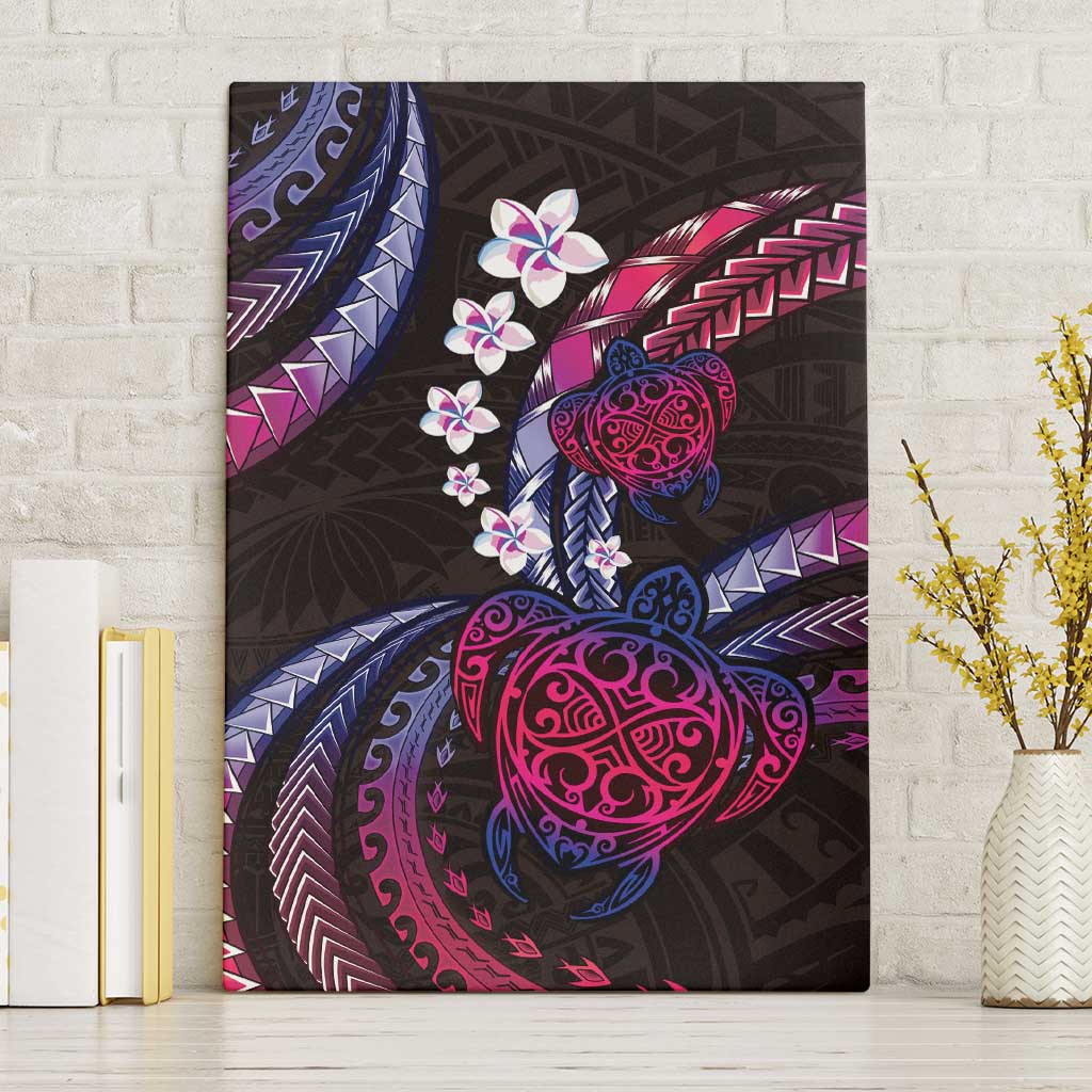 Hawaii Turtles Plumeria Canvas Wall Art Sweet Gradient Polynesian Pattern LT01 Without Frame Pink - Polynesian Pride